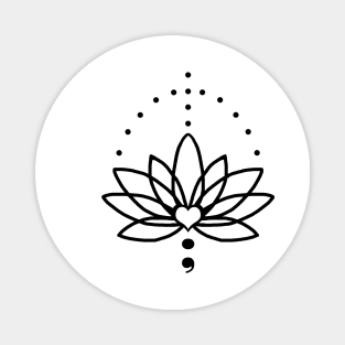 Lotus Semicolon - Mental Health Warrior Magnet